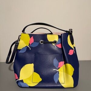 Kate Spade Navy and Yellow Floral Shoulder Bag